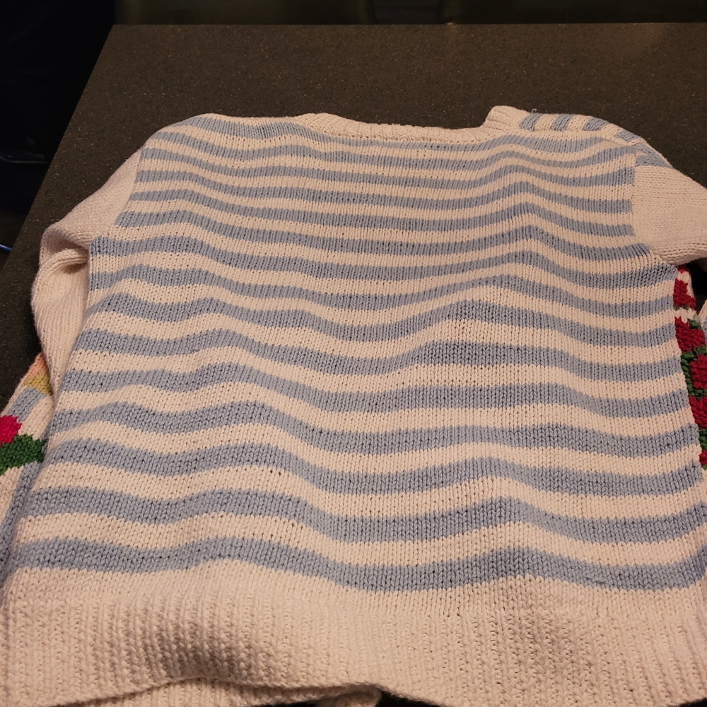 Susan Bristol Blue and White Knit Cardigan - Picture 3 of 4